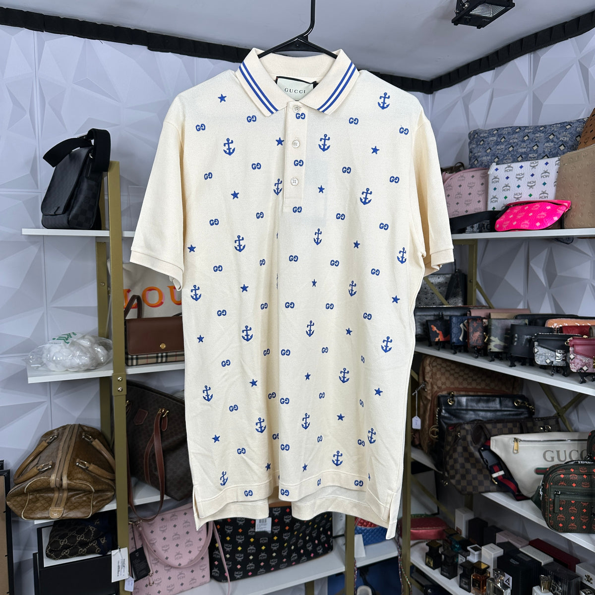 Gucci Blue Anchor Star Polo – Luxury Leather Guys