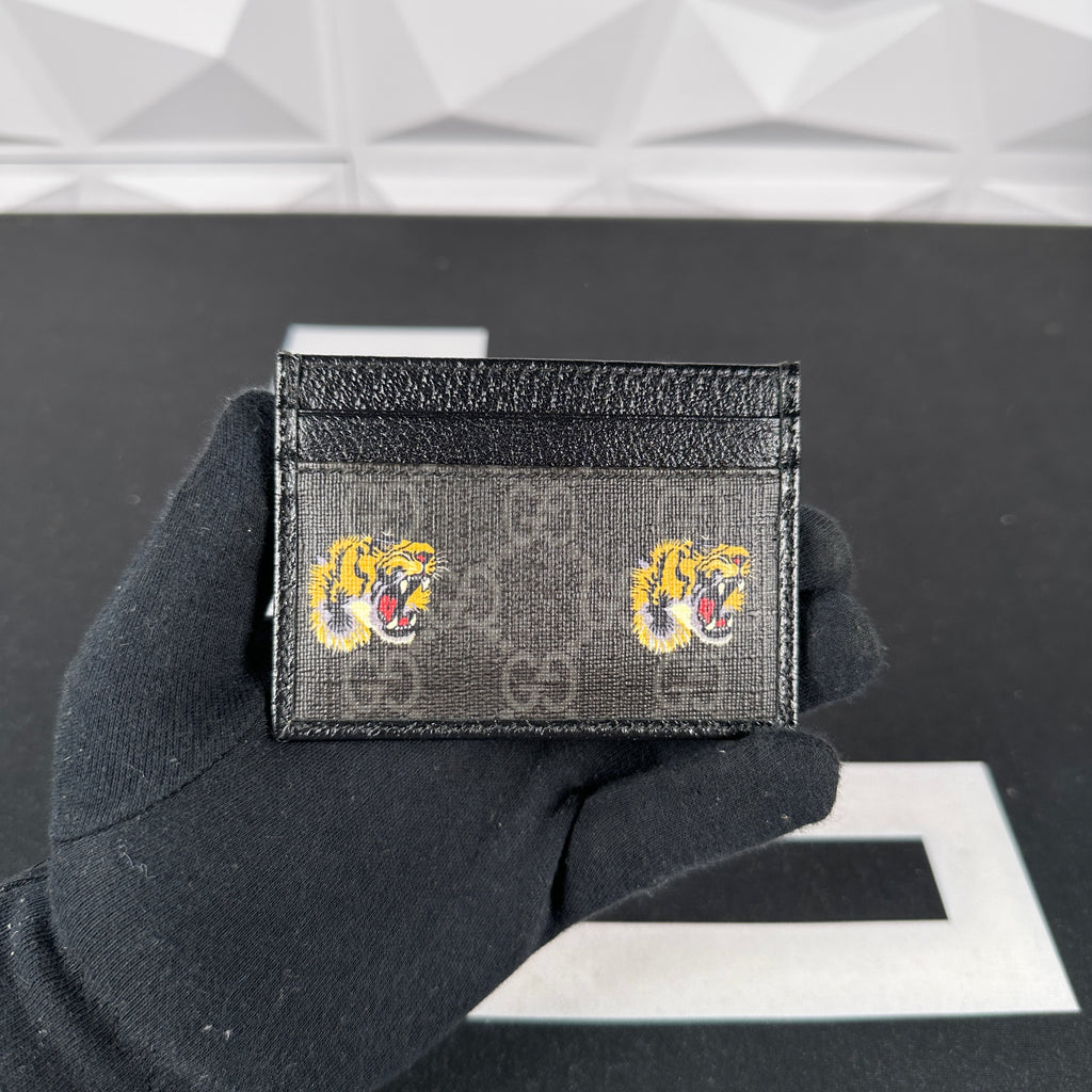 Gucci Black Tiger Card Case (673002) Luxury Leather Guys Gucci Black Tiger Card Case (673002) Luxury Leather Guys