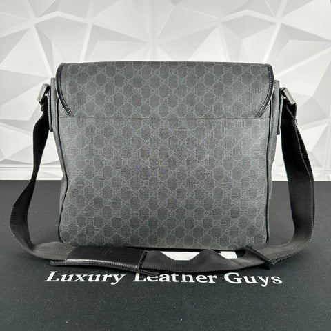 gucci black leather monogram bag