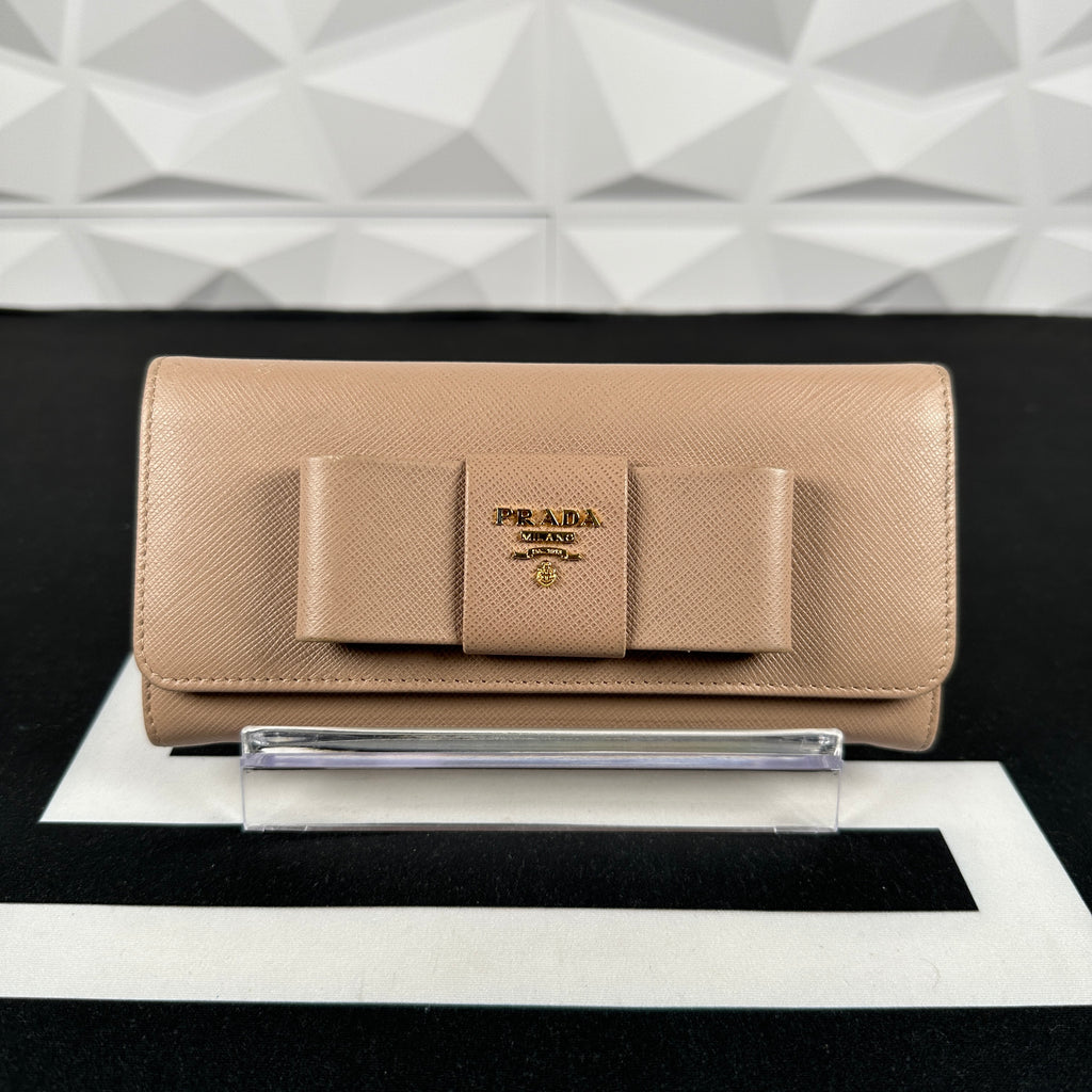 Authentic Prada Beige Bow Wallet 