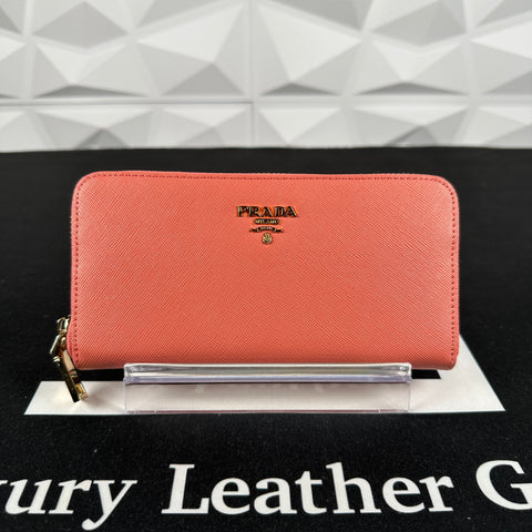 Prada Pink Saffiano Leather Zippy