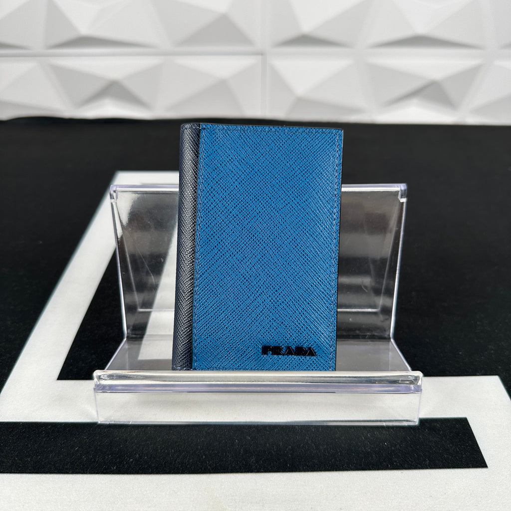 Prada Blue Saffiano Bifold Wallet 42A Luxury Leather Guys