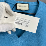 Gucci Blue Wool V-Neck Sweater