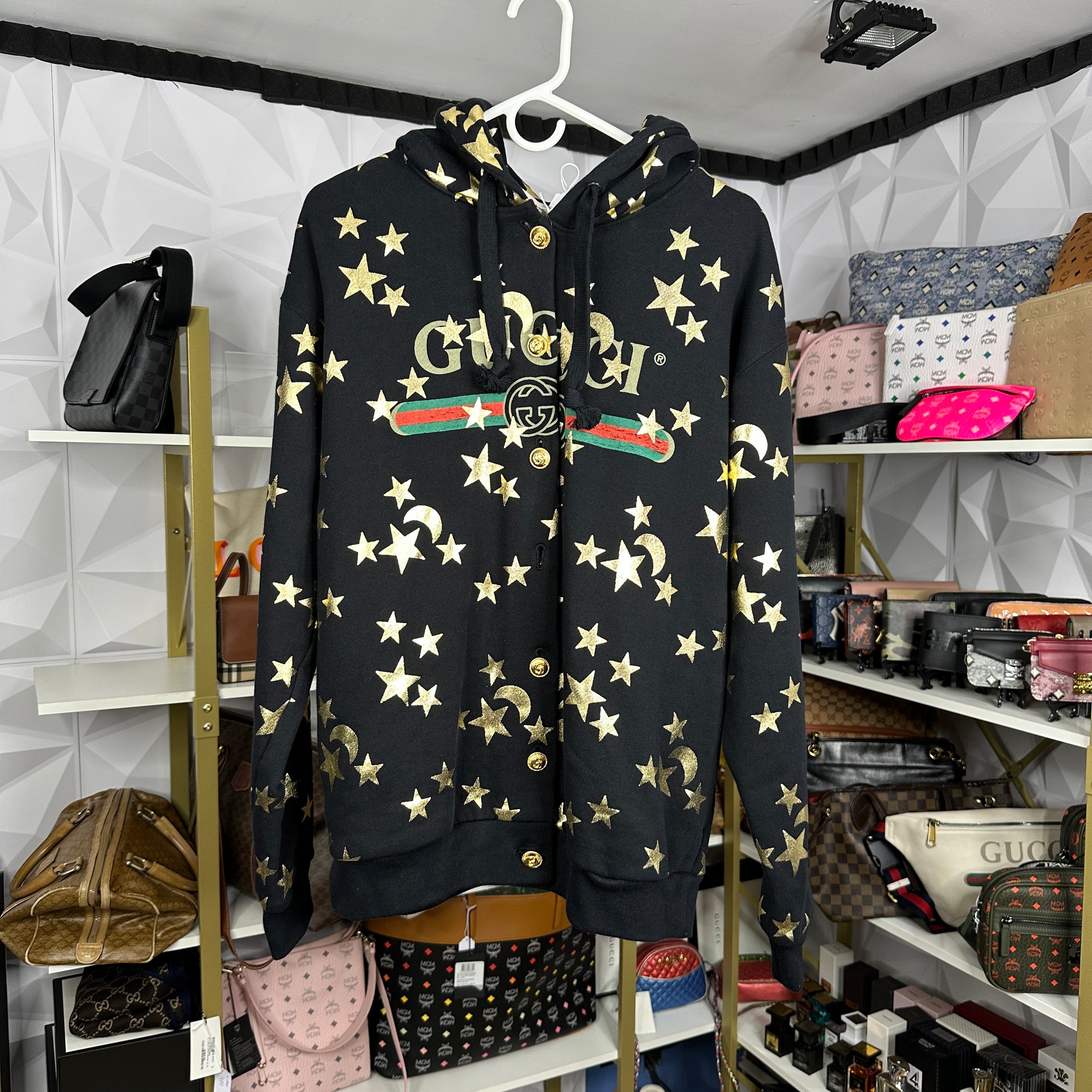 Gucci Stars & Moon Button Up Hoodie – Luxury Leather Guys
