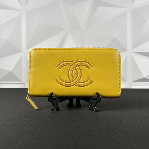 Chanel Yellow Quilted Lambskin Medium Zip-Around Wallet