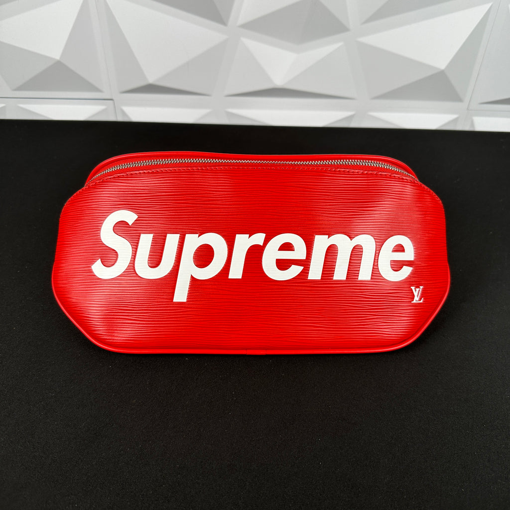 louis vuitton red supreme bag