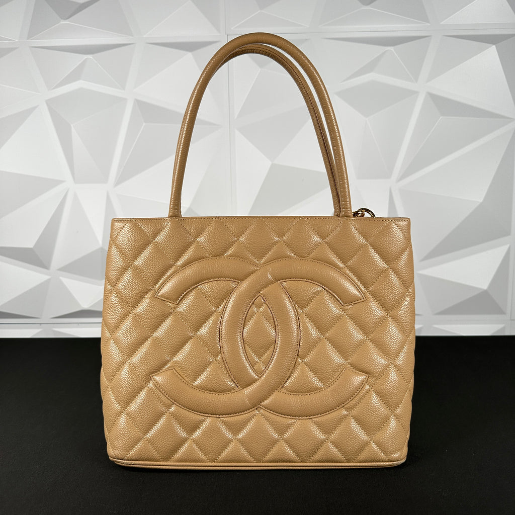 Chanel Beige Caviar Medallion Tote (Pre-Loved)