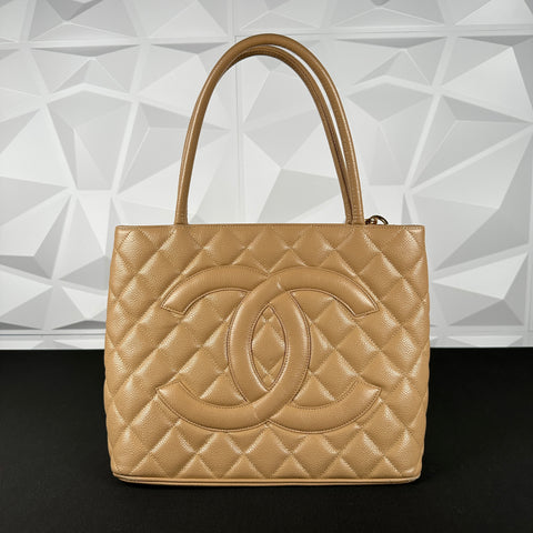 Chanel Beige Caviar Medallion Tote (Pre-loved)